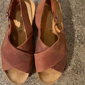 Lola sabbia for eric michael cork wedge sandals - size 37